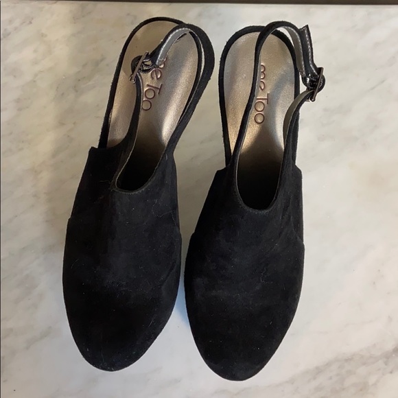 NWOB ...me too Black Suede Slingback Heels - Picture 6 of 9